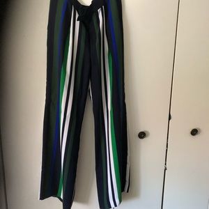 Stripe slim wide leg pants